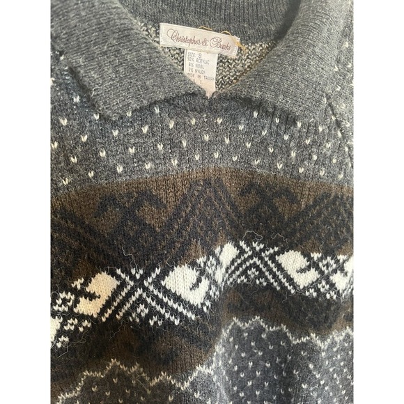 VTG Christopher & Banks Sweater Womens Small Wool Cotton Blend Geometric Striped - Picture 4 of 8